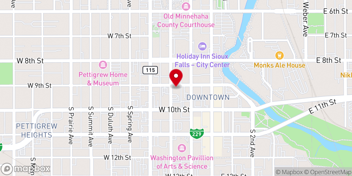 Map showing location of Sioux Falls Regional Outpouring Inc