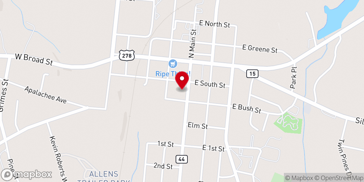Map showing location of First Baptist Church of Greensboro GA
