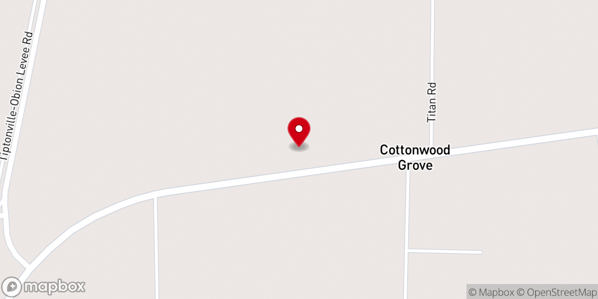 Map showing location of Cottonwood Grove Baptist Church