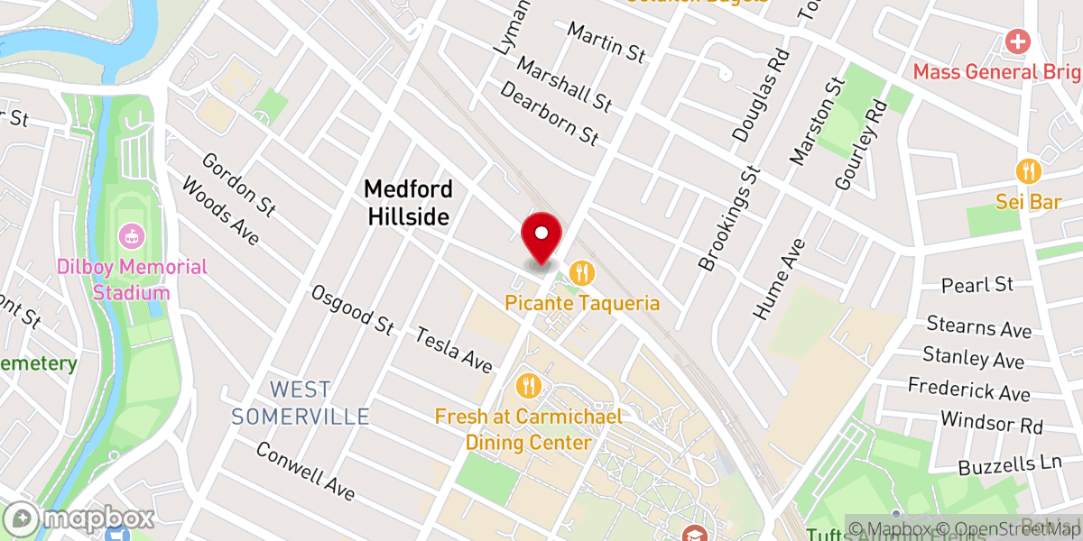 Map showing location of Tufts University Interfaith Center