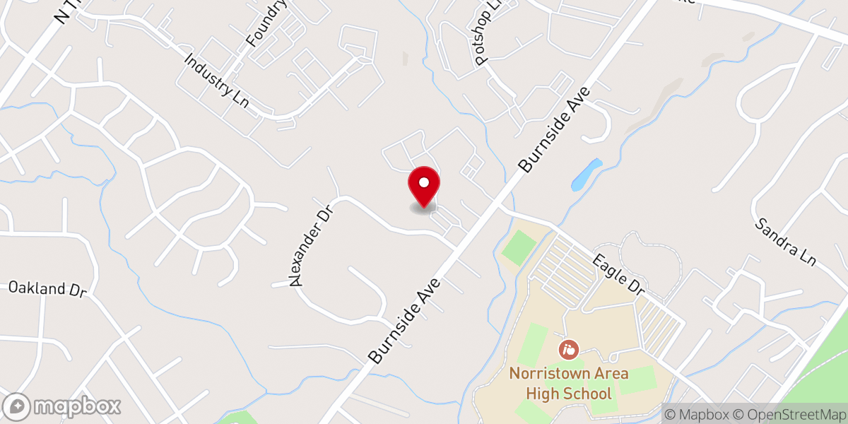 Map showing location of First Baptist Church of Norristown