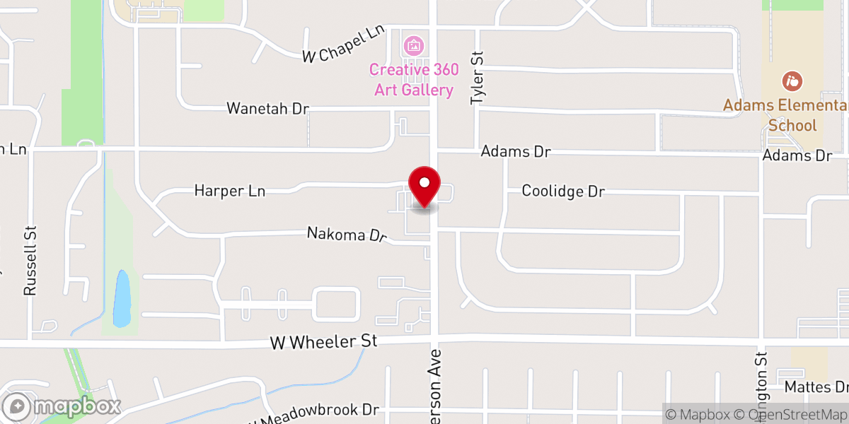 Map showing location of Midland Baptist Church