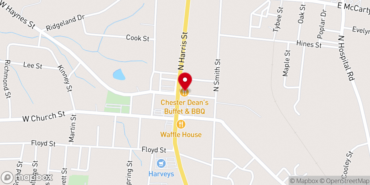 Map showing location of Chester Dean's Buffet & BBQ