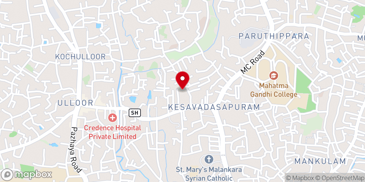 Map showing location of Church in Trivandrum