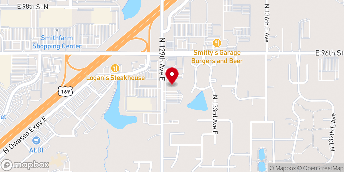 Map showing location of Owasso First Assembly