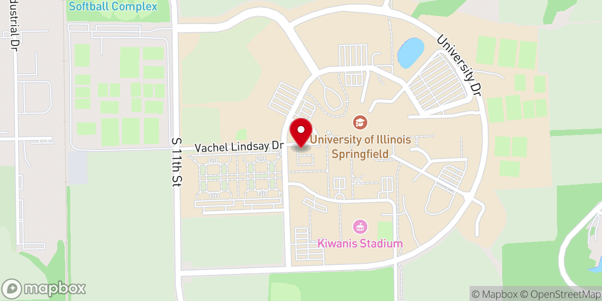 Map showing location of Springfield University Bible Fellowship