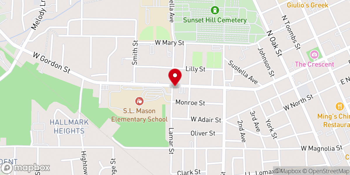 Map showing location of New Hope Baptist Church