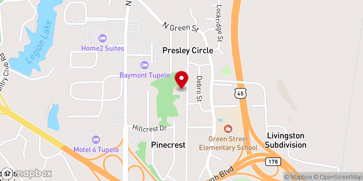 Map showing location of Ruben Chapel CME Church