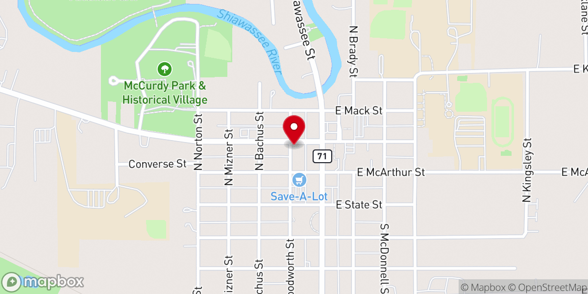 Map showing location of Corunna Church of the Nazarene