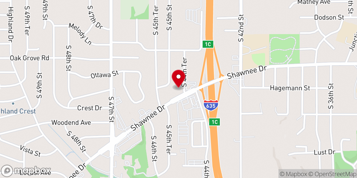 Map showing location of Shawnee Drive Community of Christ