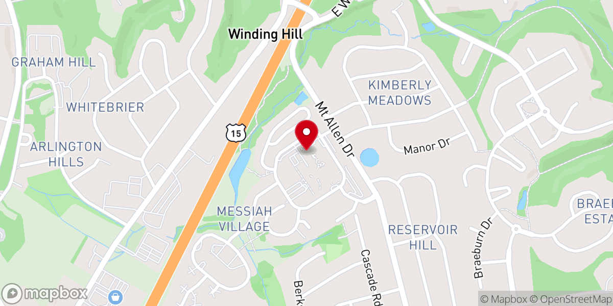 Map showing location of Messiah Village Church