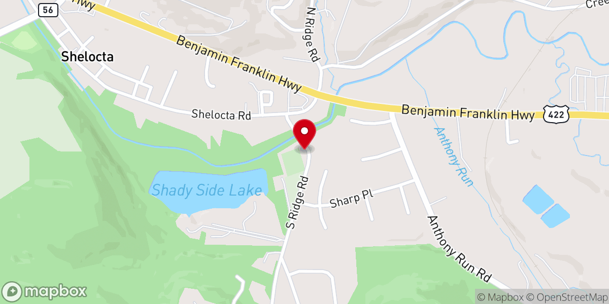 Map showing location of Shelocta Community Presbyterian Church