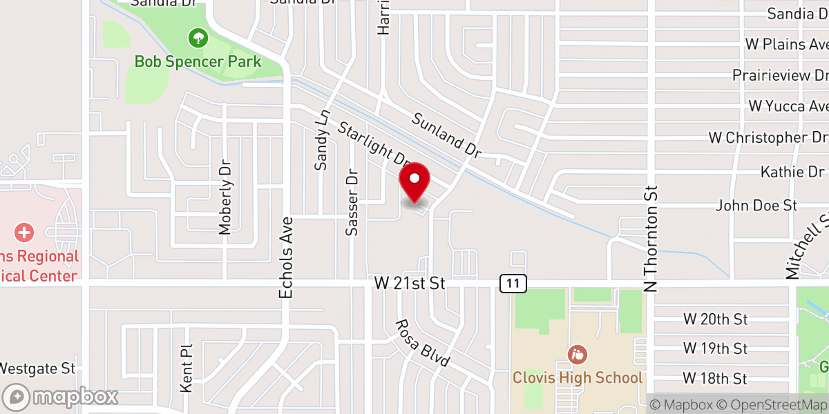 Map showing location of Clovis Landmark Missionary Baptist Church