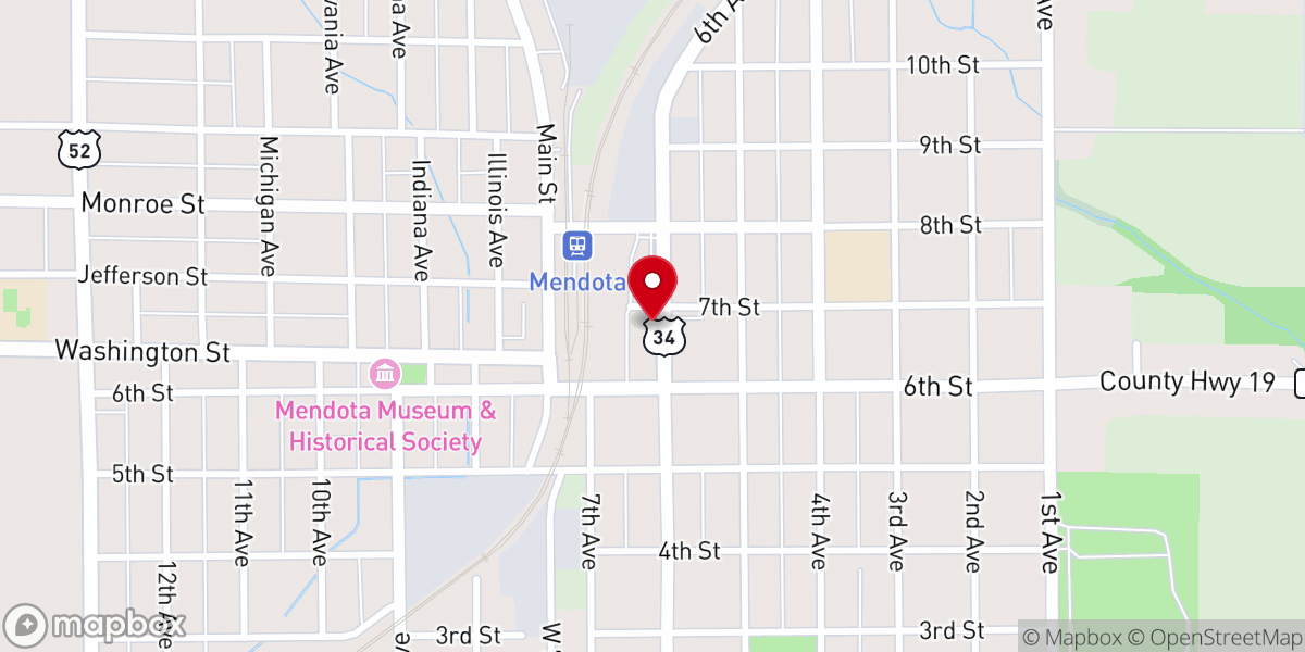 Map showing location of Mendota Area Christian Food Pantry
