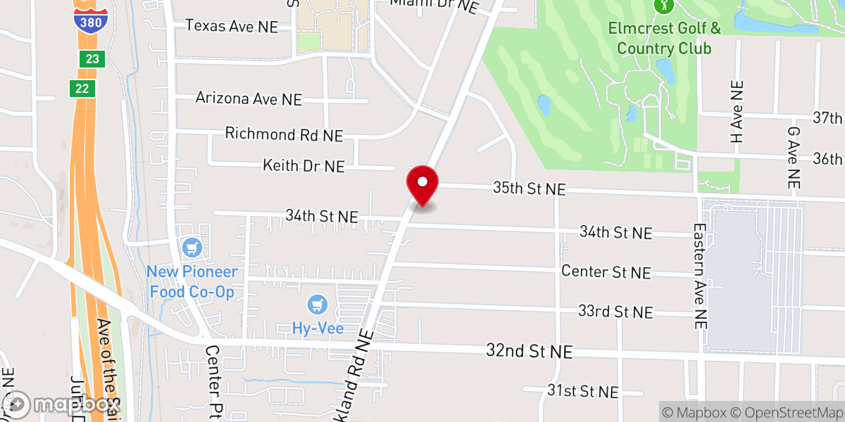 Map showing location of Cedar Rapids Bible Chapel