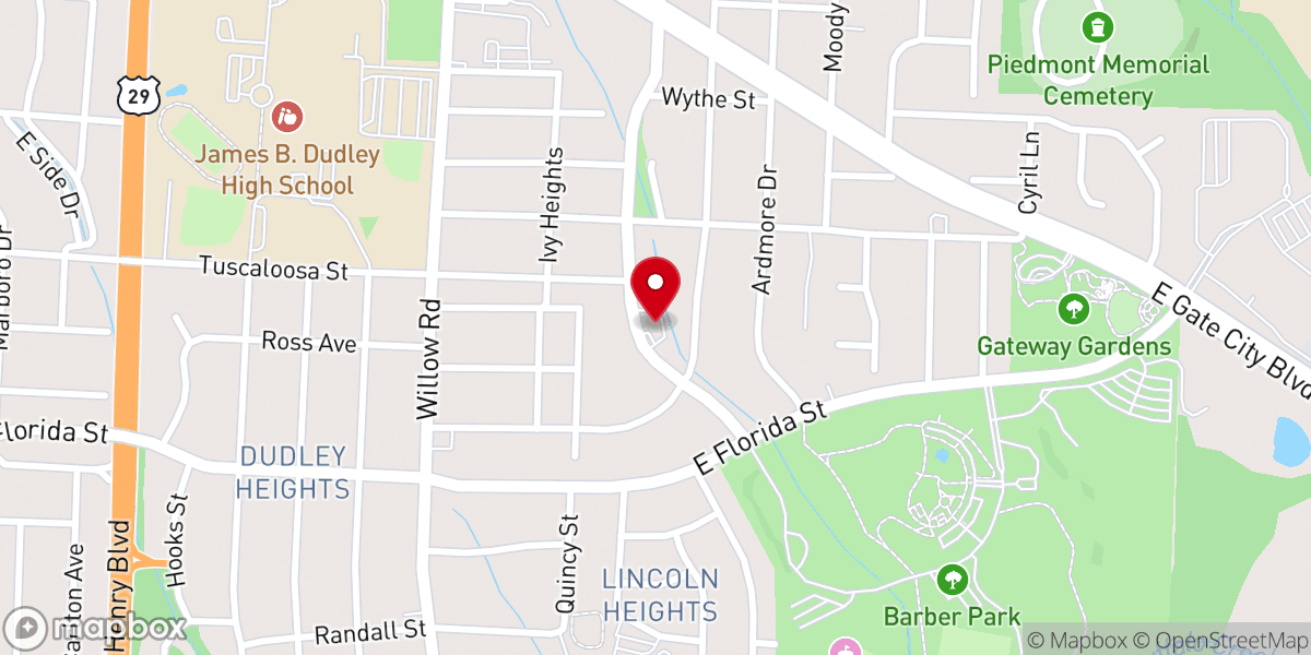 Map showing location of United Montagnard Christian Church