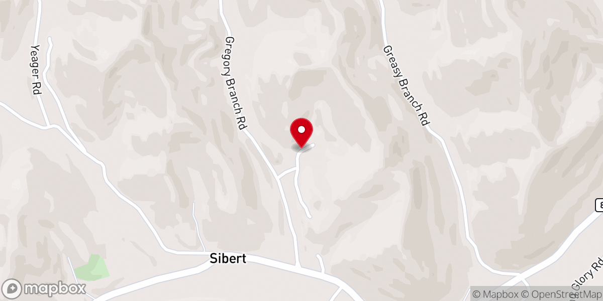 Map showing location of Gregory Branch Holiness Church
