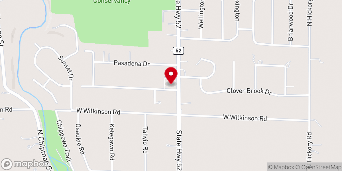 Map showing location of The HUB Owosso First Church of God