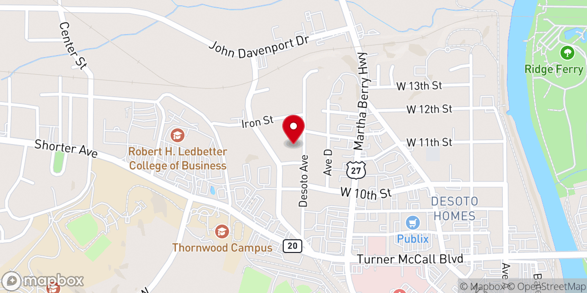 Map showing location of Solid Rock Baptist Church