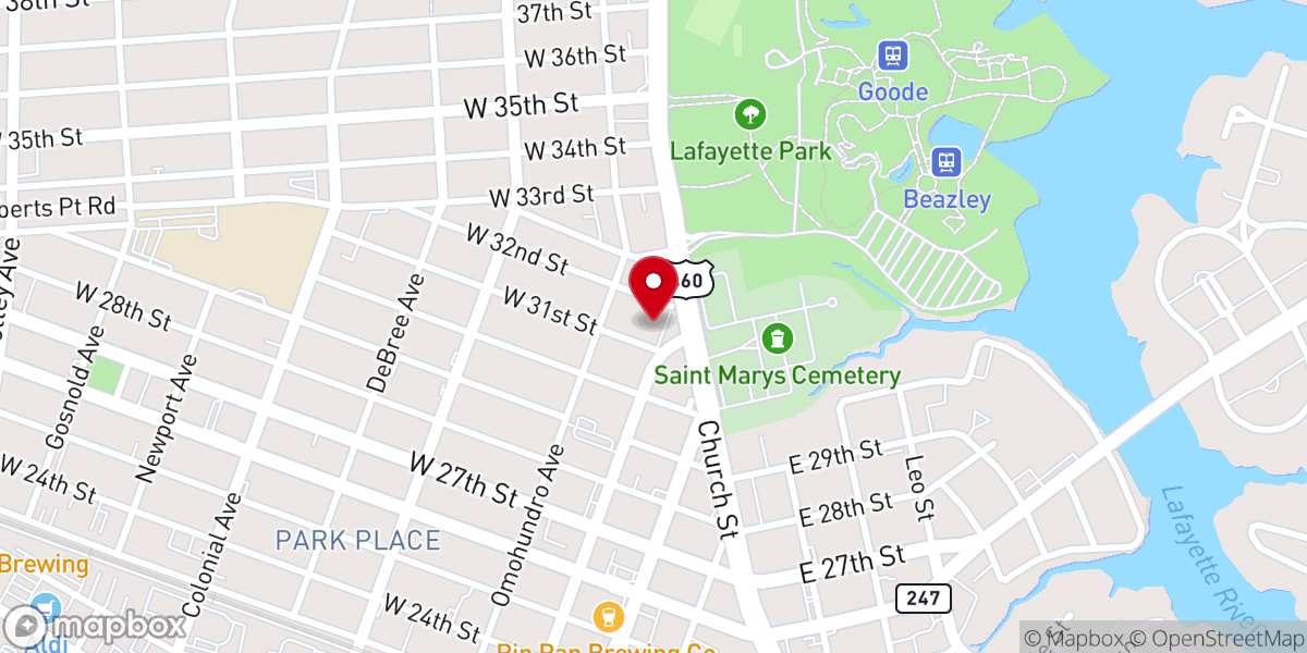 Map showing location of Downtown Church of Christ