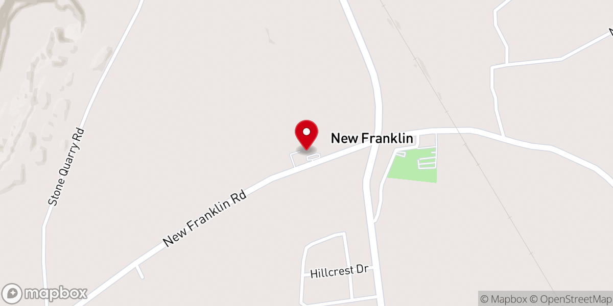 Map showing location of New Franklin Assembly of God