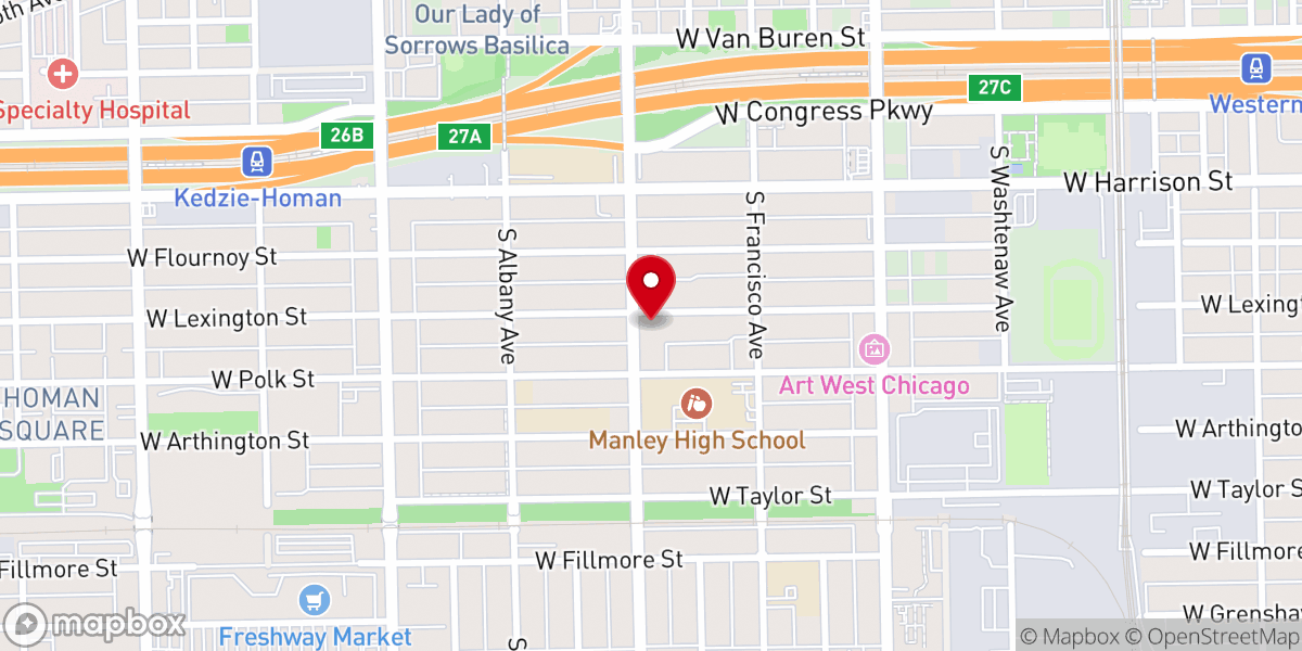 Map showing location of Pleasant Grove Missionary Baptist Church