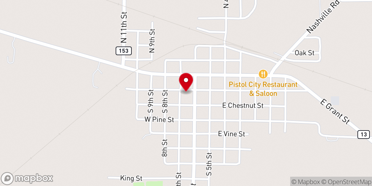 Map showing location of Coulterville United Methodist Church