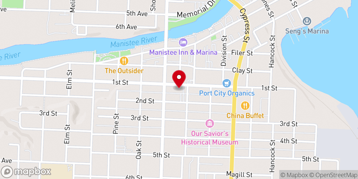 Map showing location of Manistee United Methodist Church