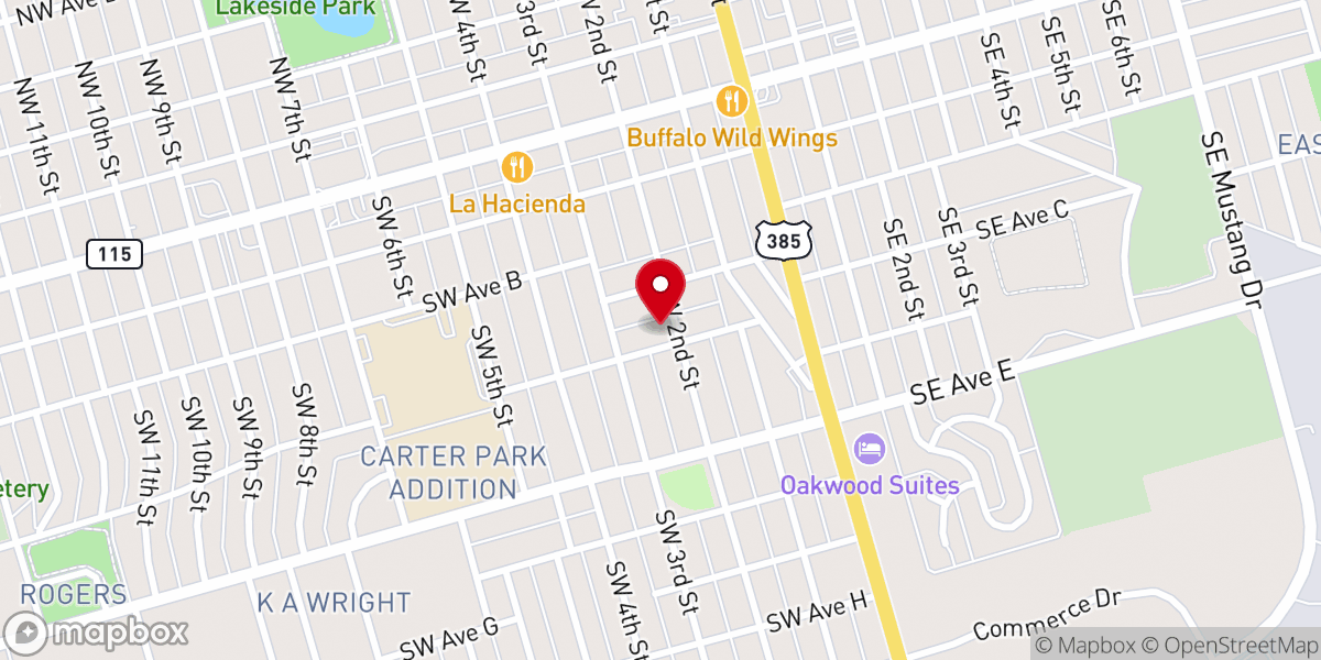Map showing location of First United Pentecostal Church