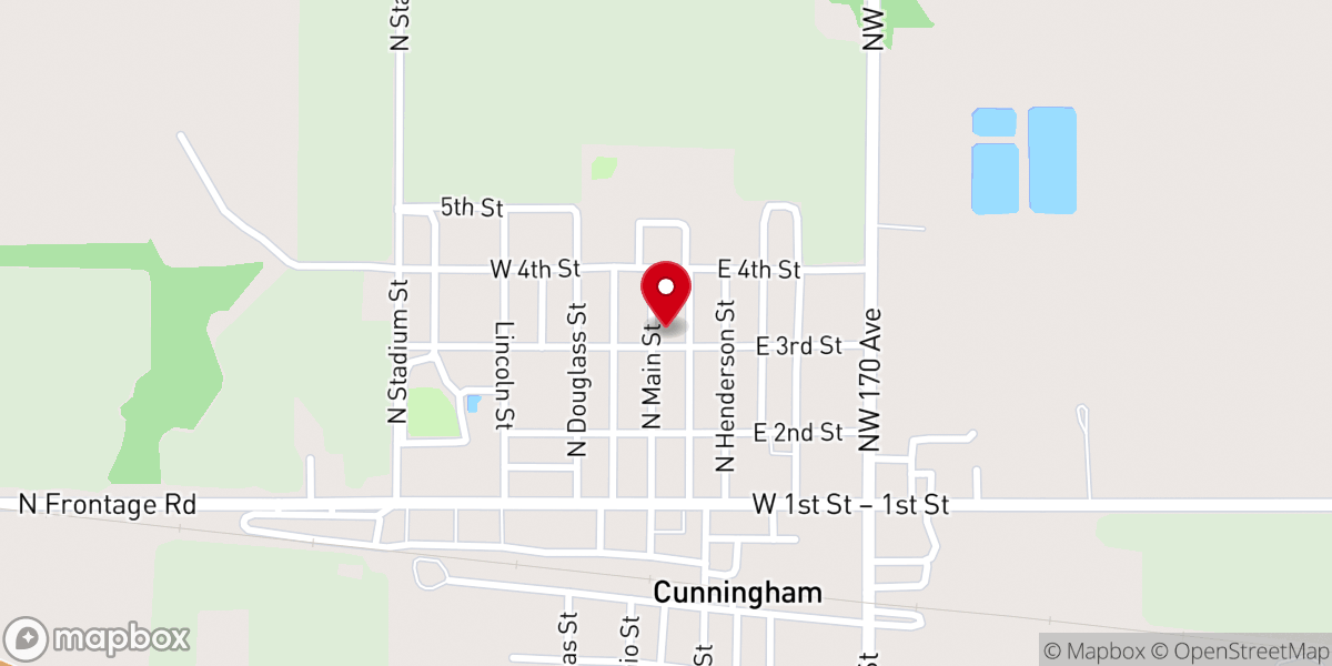 Map showing location of Cunningham United Methodist Church, Kansas