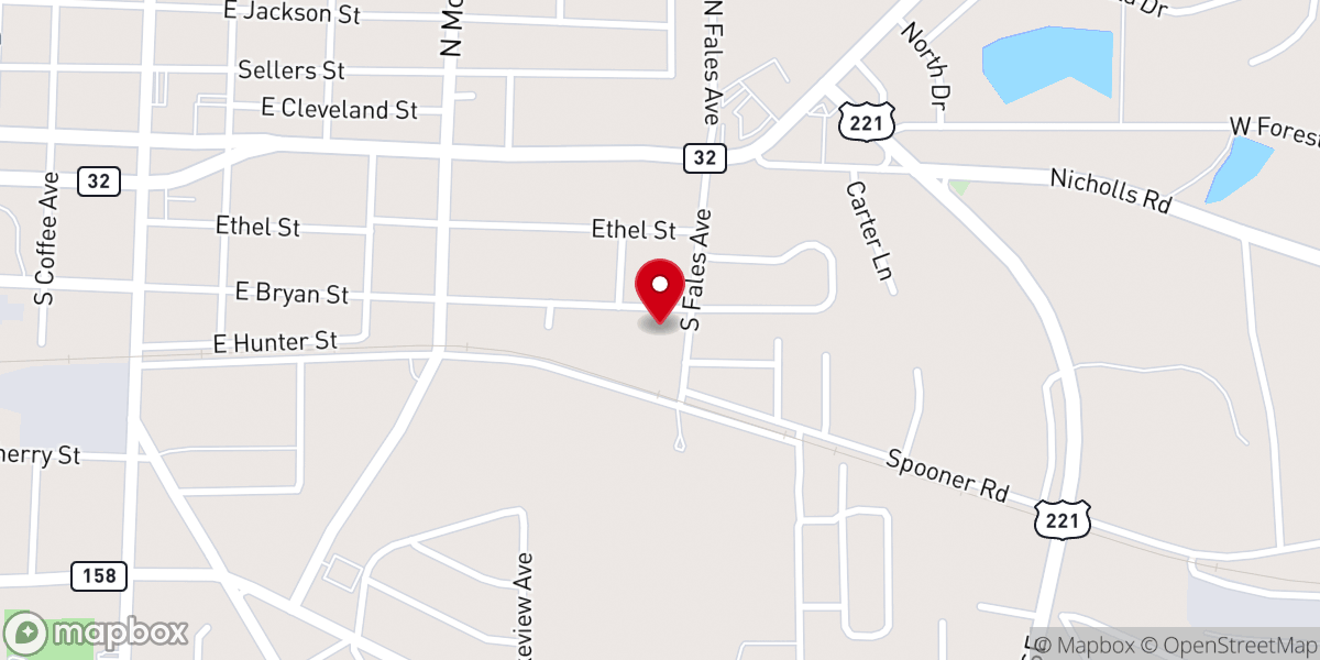 Map showing location of Eastside Baptist Church