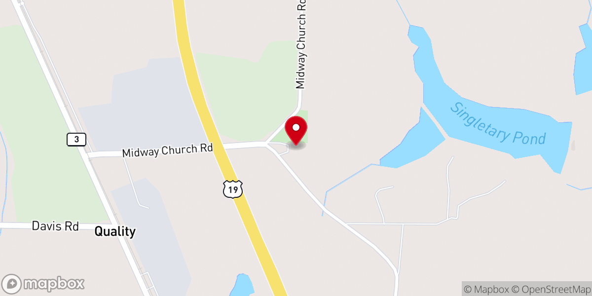 Map showing location of Midway Baptist Church