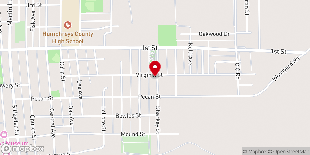 Map showing location of Eastside Baptist Church