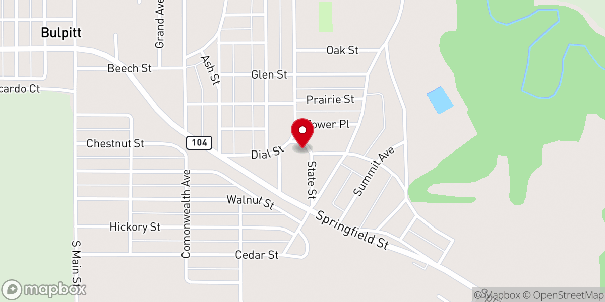 Map showing location of Kincaid Baptist Church