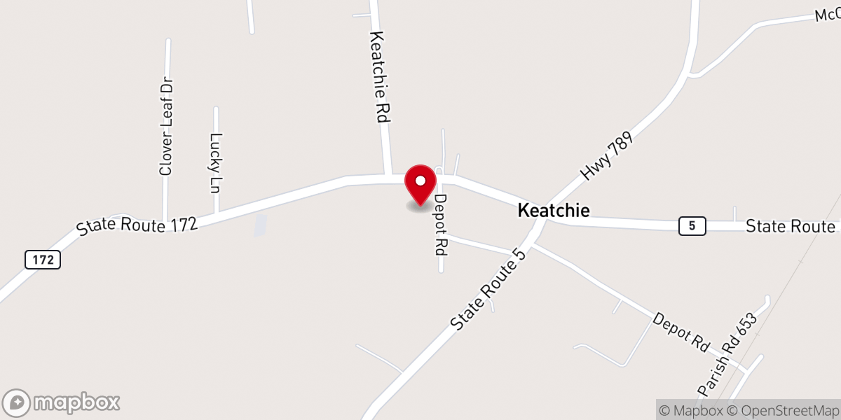 Map showing location of Keachi Baptist Church