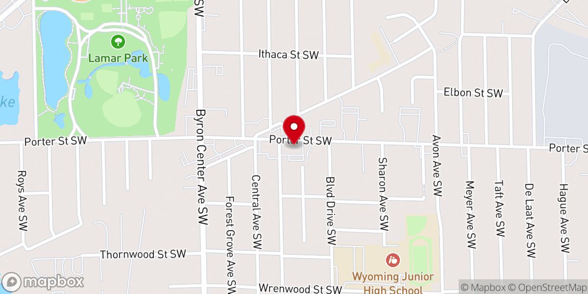 Map showing location of Wyoming Park United Methodist Church