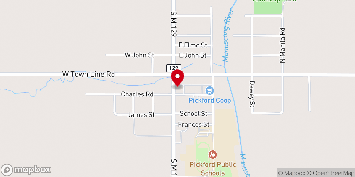 Map showing location of Pickford Global Methodist Church