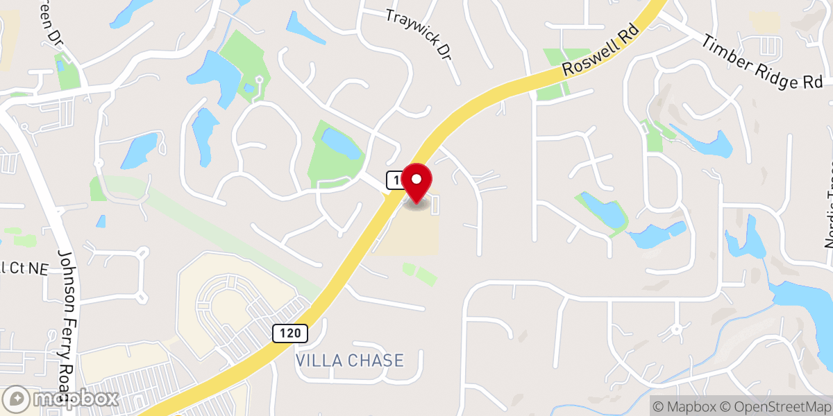 Map showing location of East Cobb Presbyterian Church