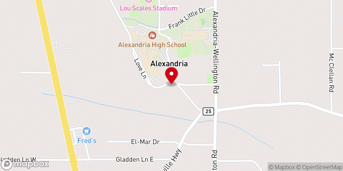 Map showing location of Alexandria Baptist Church