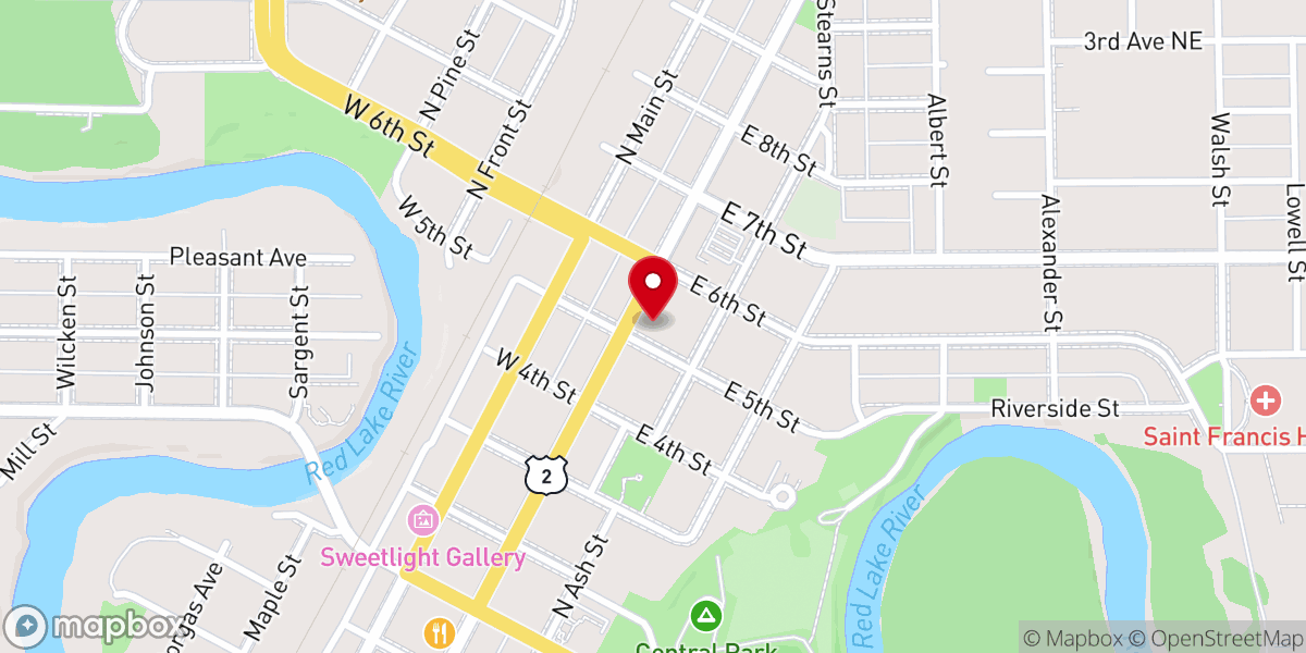 Map showing location of First Presbyterian Church
