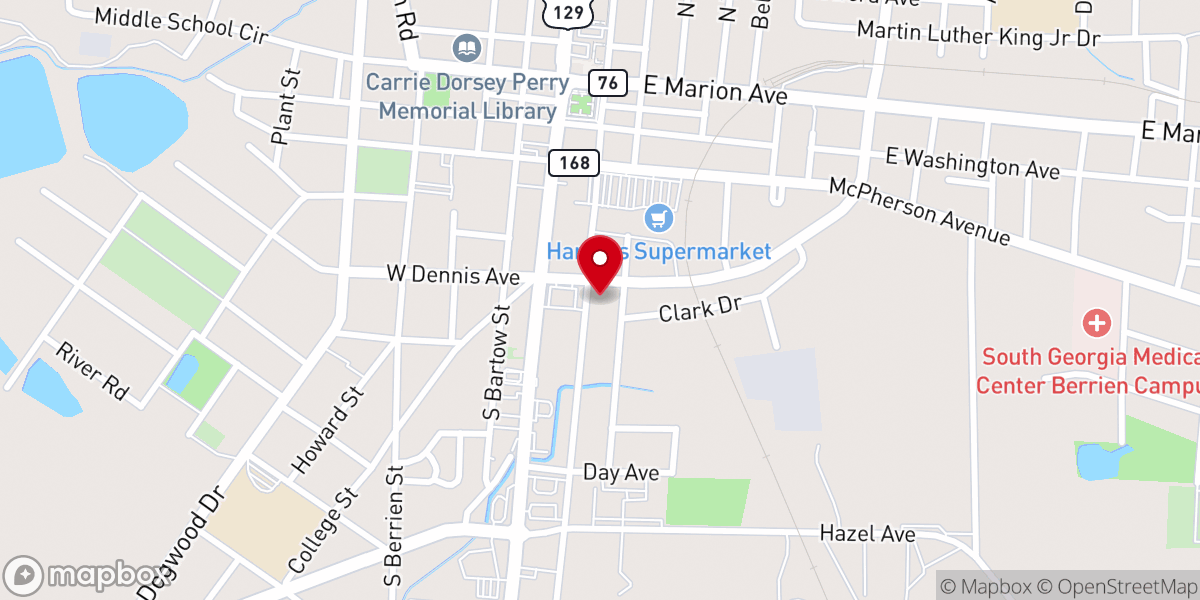 Map showing location of Mathis Chapel Holiness Baptist Church