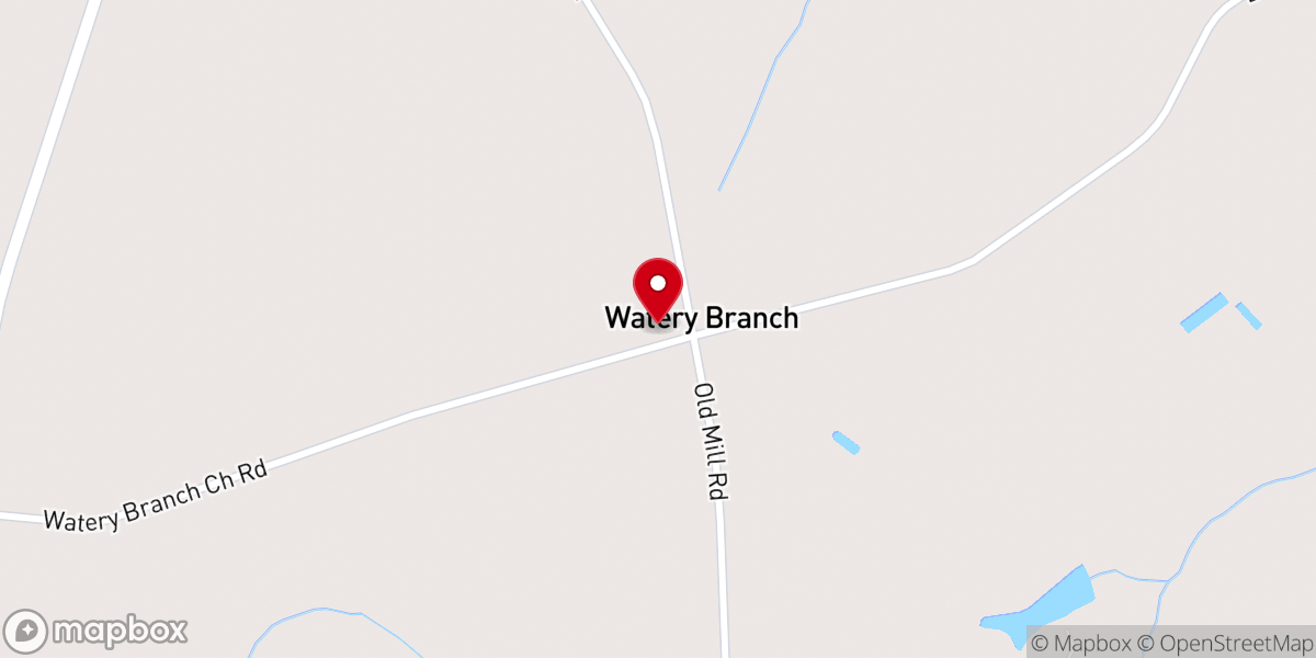 Map showing location of WATERY BRANCH FWB CHURCH