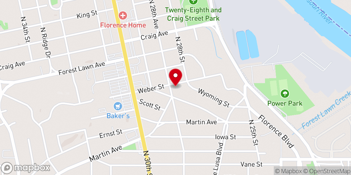 Map showing location of Mount Olive Lutheran Church