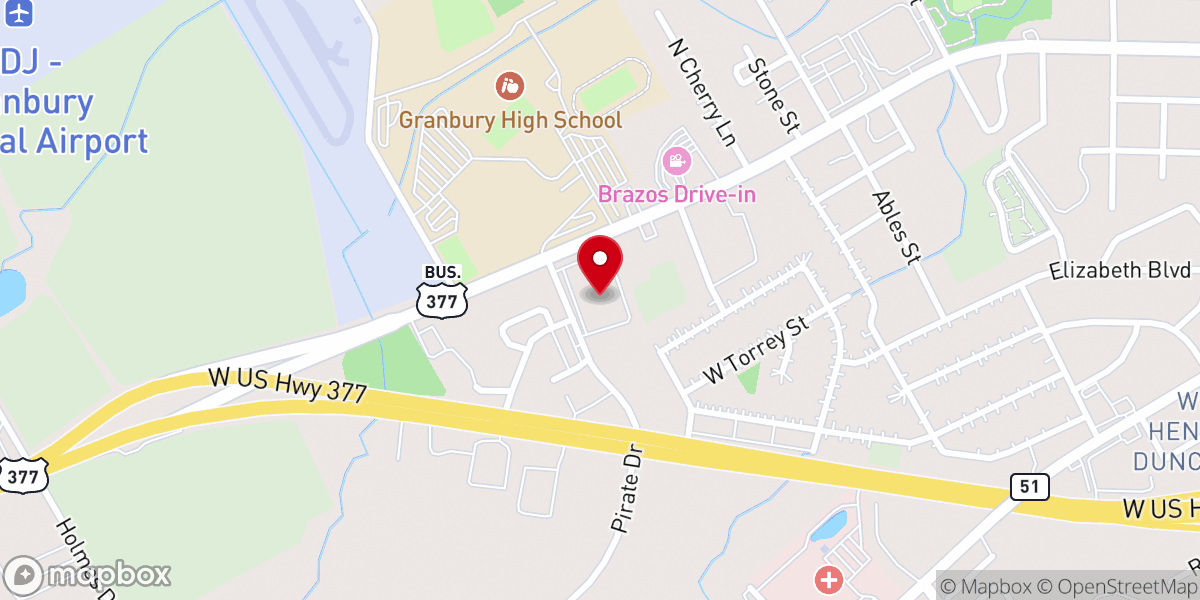 Map showing location of Granbury Church of Christ