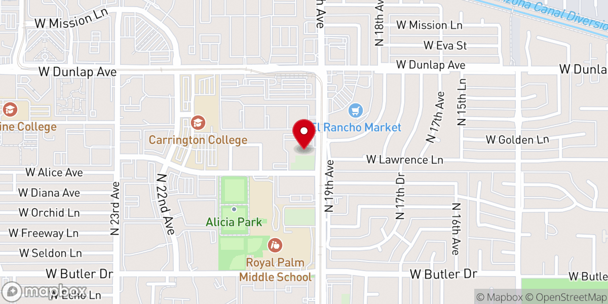 Map showing location of Royal Palms Baptist Church