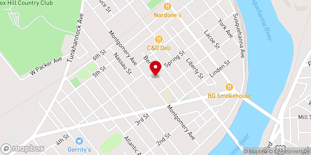 Map showing location of Trinity Episcopal Church