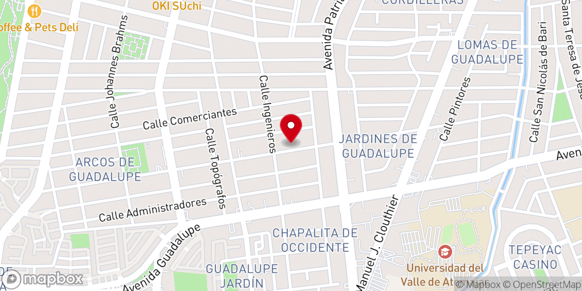 Map showing location of Iglesia Gracia Soberana Guadalajara