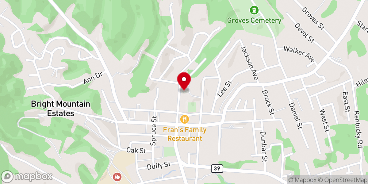 Map showing location of Summersville Church of God