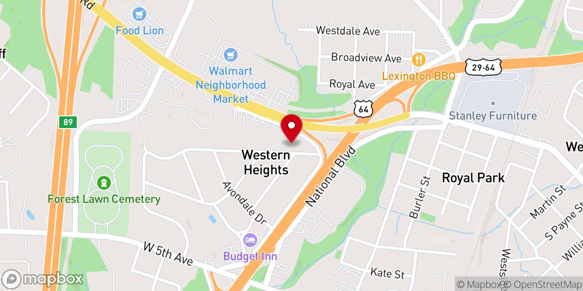 Map showing location of Wesley Heights Untd Methodist Church
