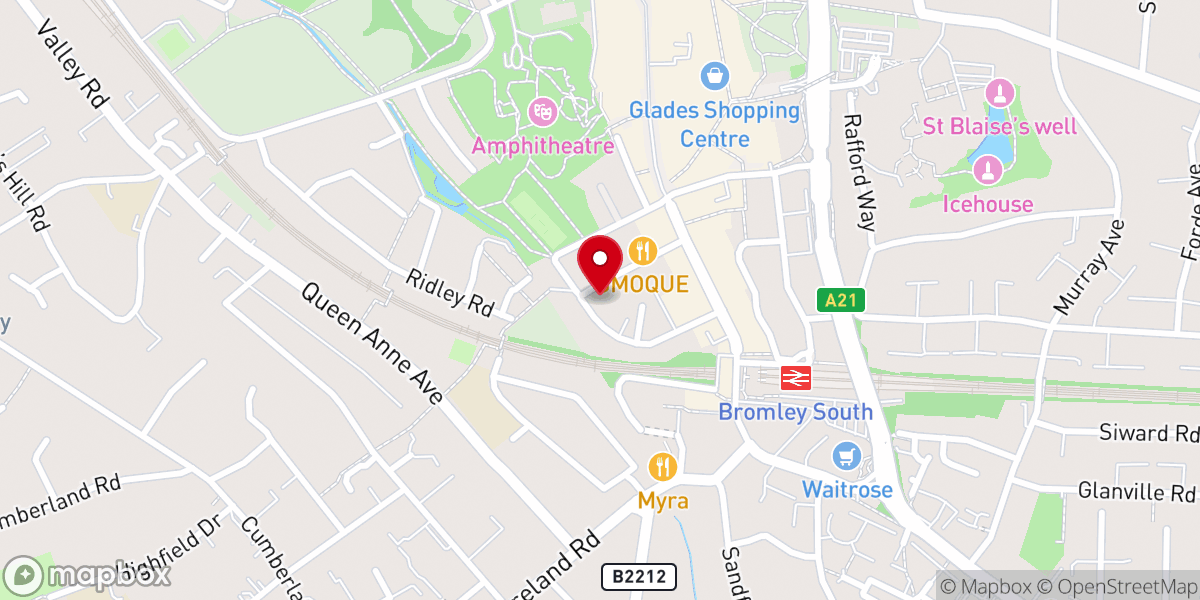 Map showing location of Bromley Quaker Meeting House